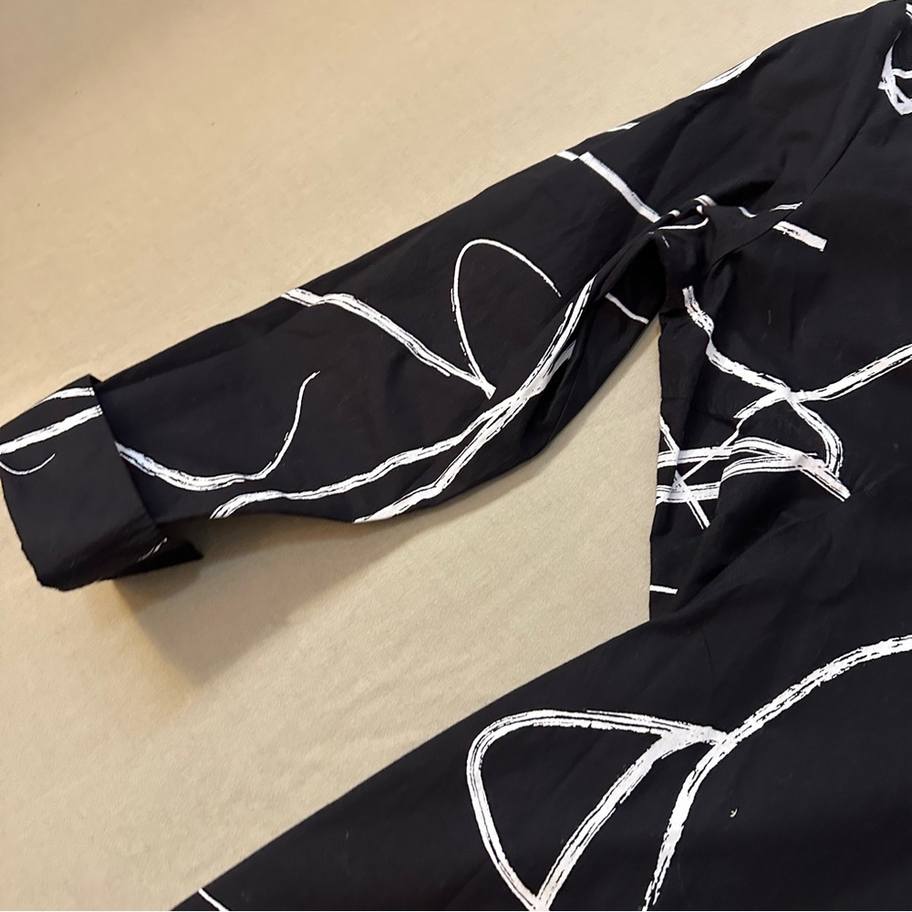 Boutique Cotton Made in India Black and White Women's Mini Dress With Pockets - Picture 6 of 11